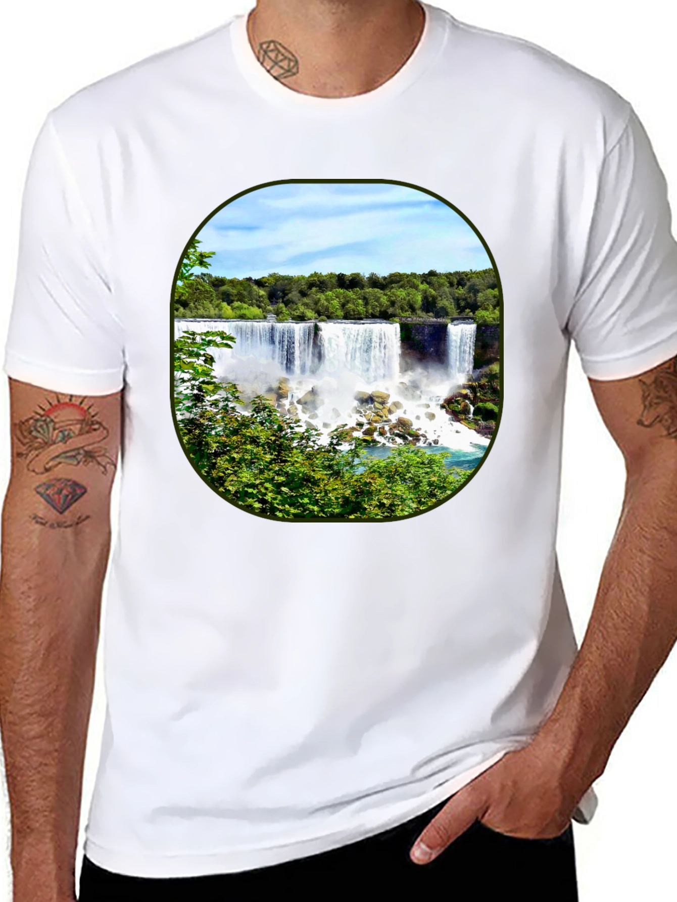 Niagara Falls Graphic Tee - Black Cotton T-Shirt