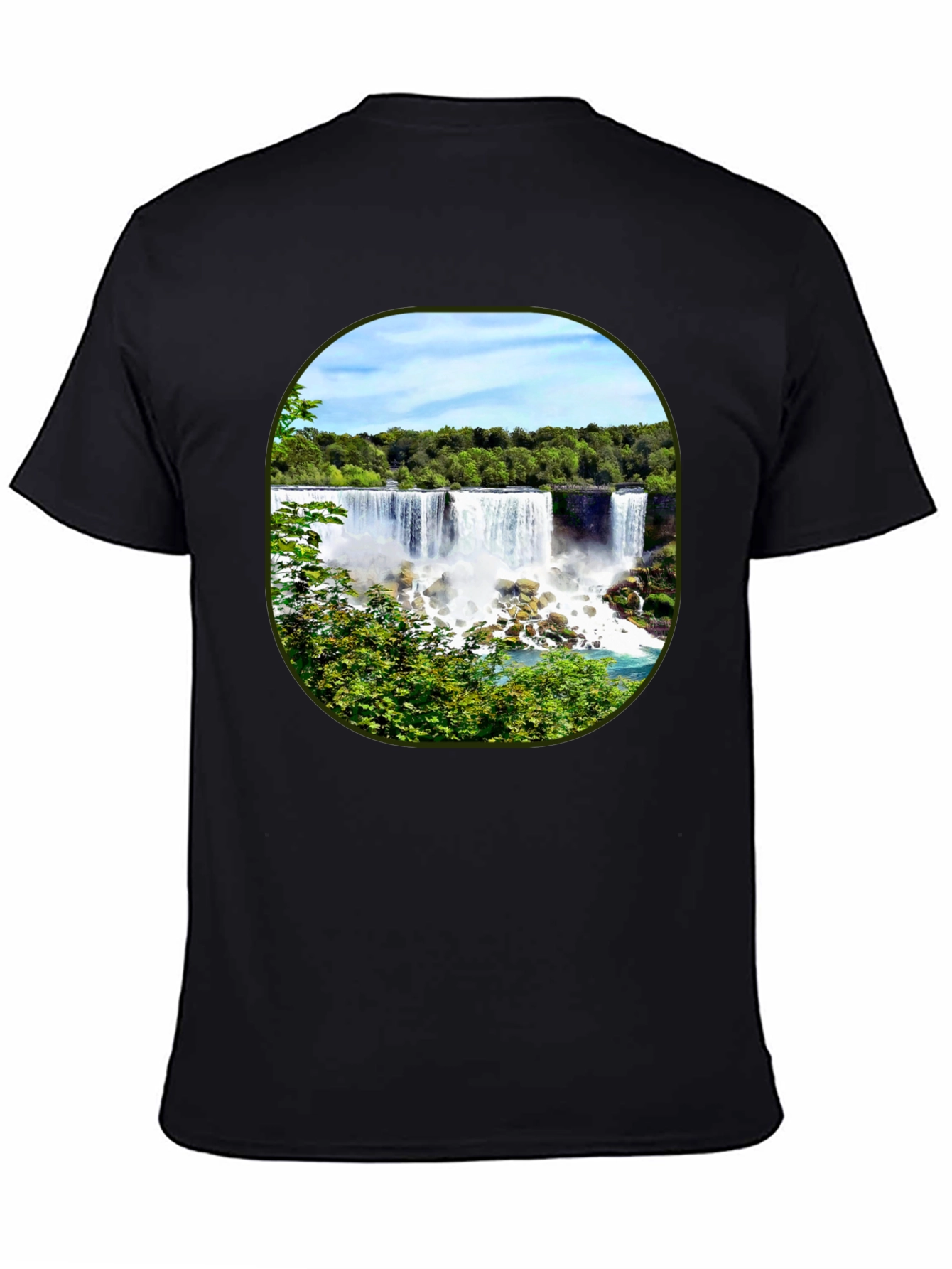 Niagara Falls Graphic Tee - Black Cotton T-Shirt