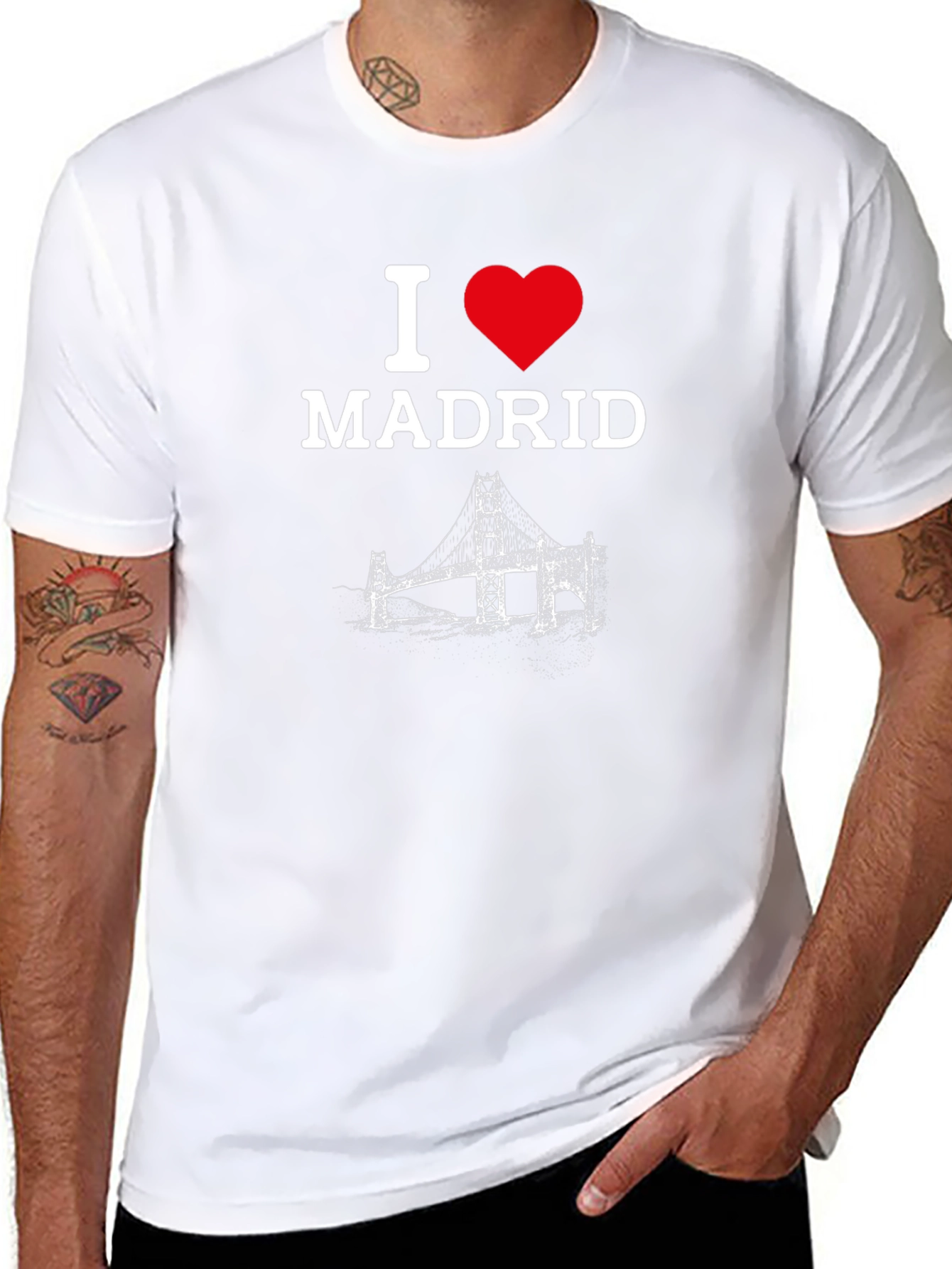 I Love Madrid T-Shirt - Black Crew Neck Tee