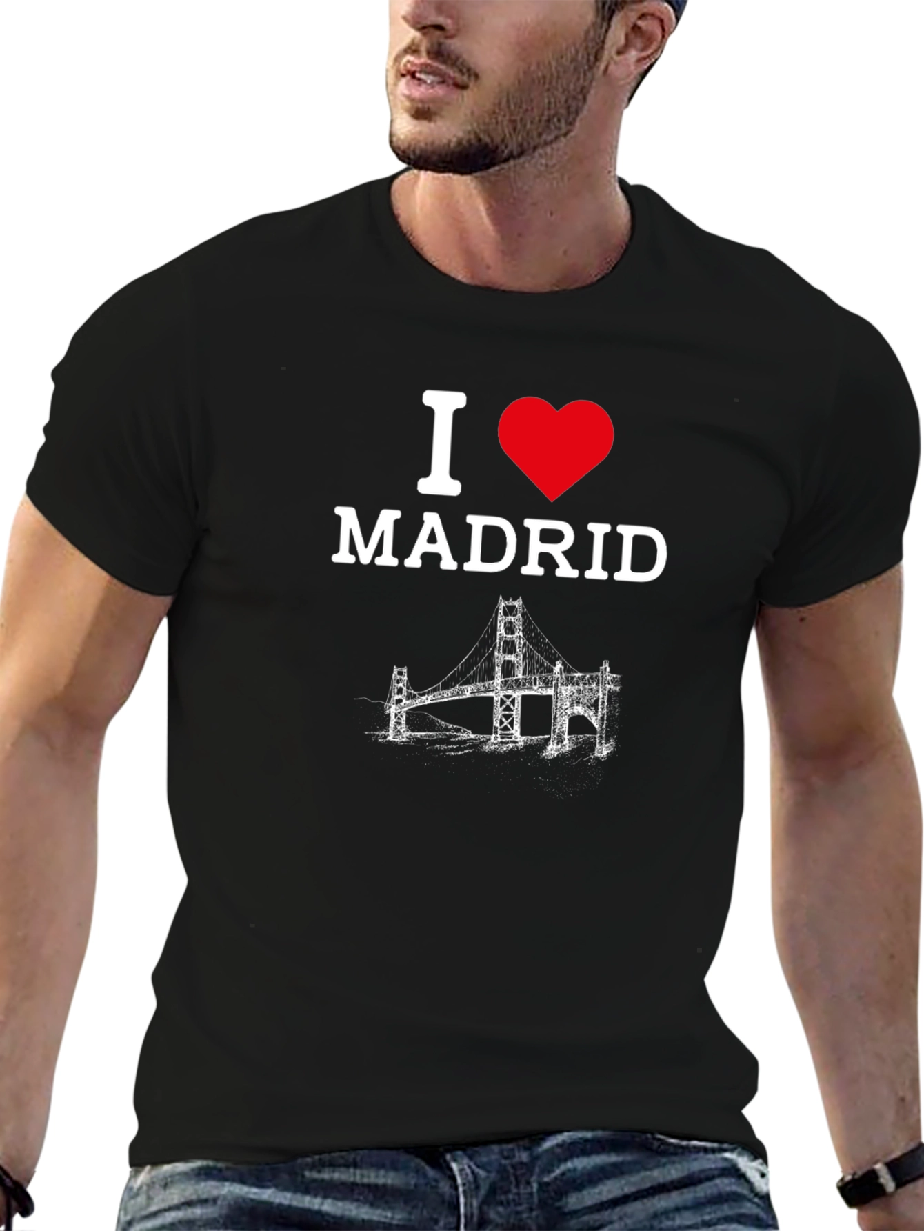 I Love Madrid T-Shirt - Black Crew Neck Tee