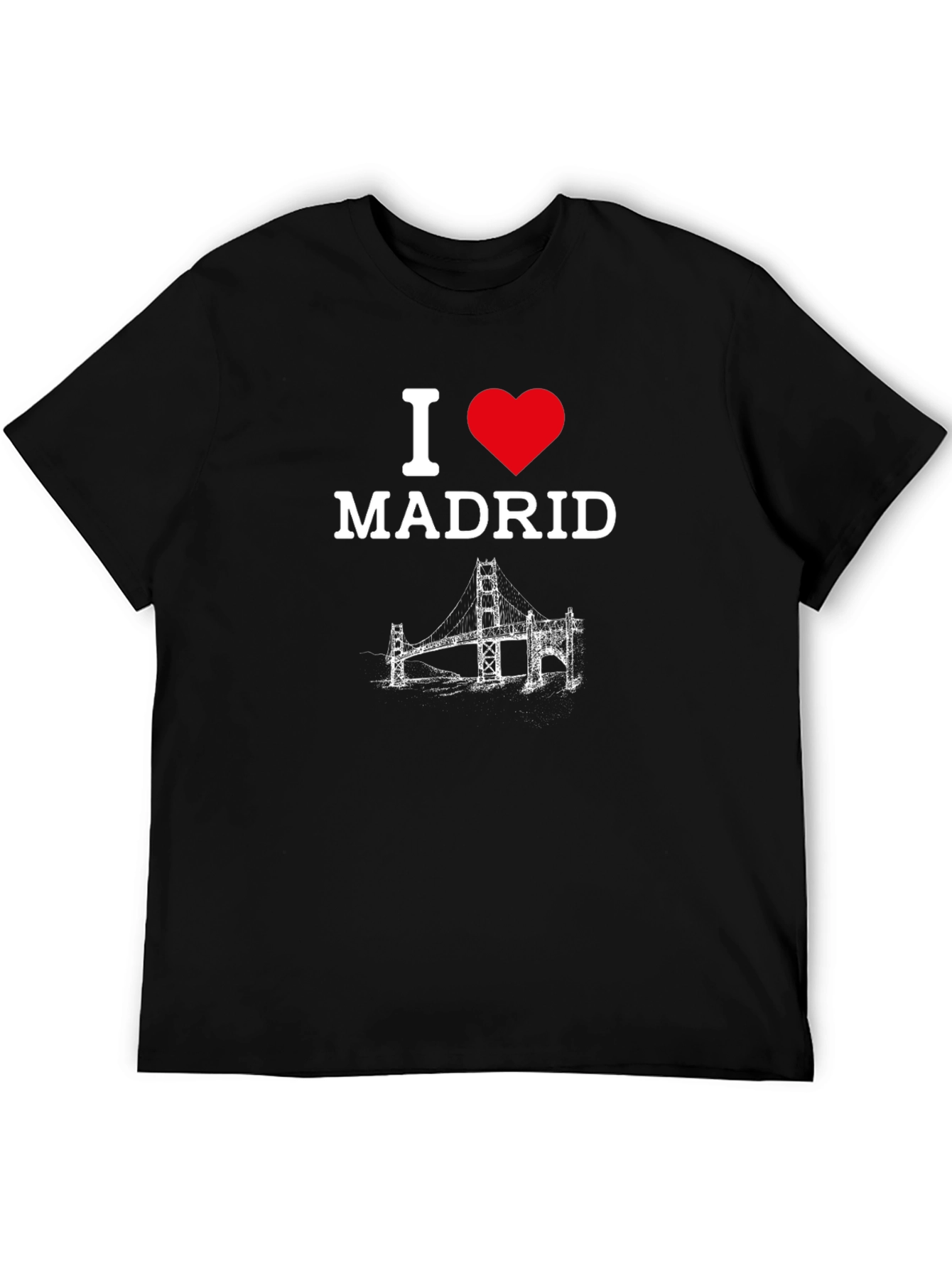 I Love Madrid T-Shirt - Black Crew Neck Tee