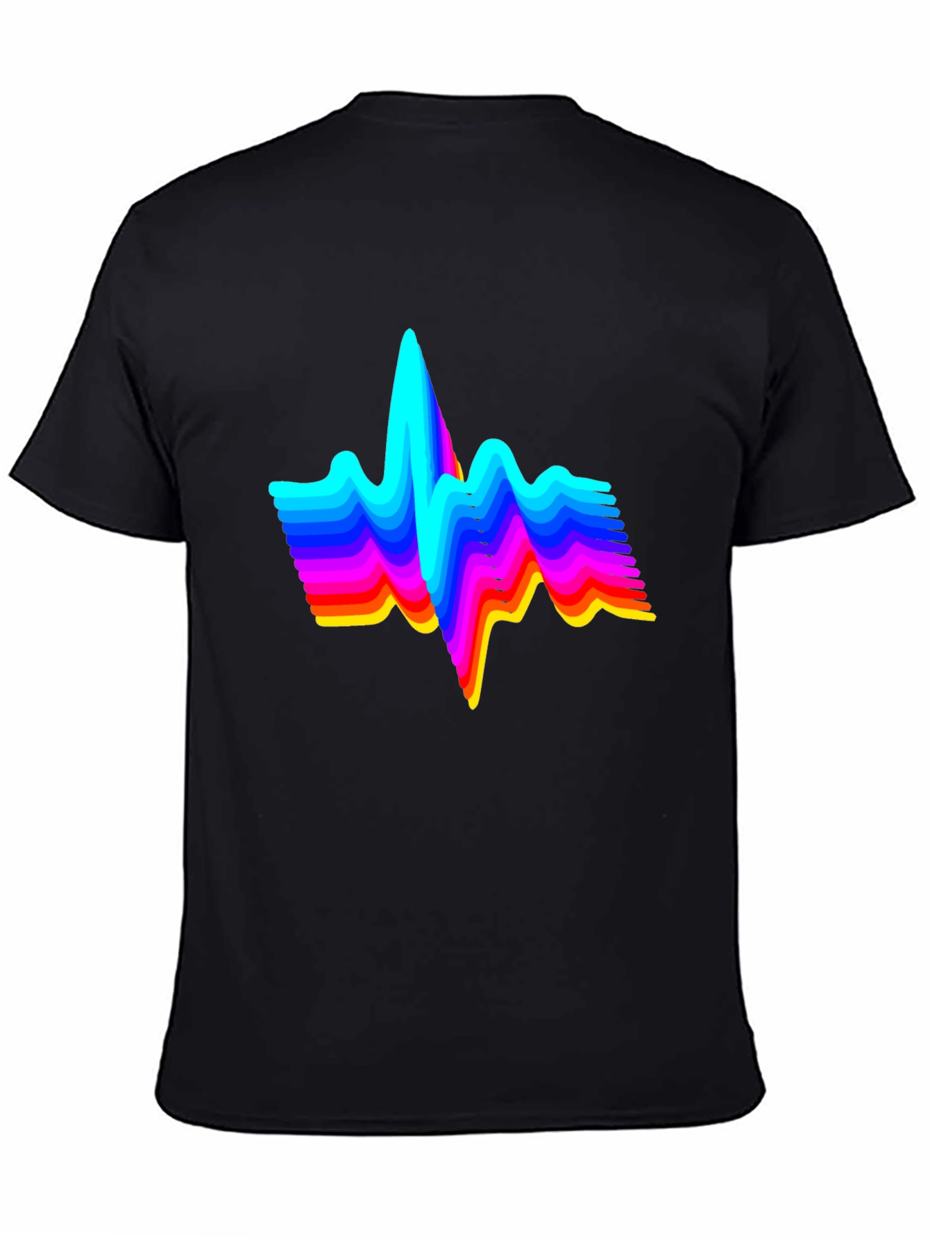 Rainbow Heartbeat Graphic Tee - Black Cotton T-Shirt
