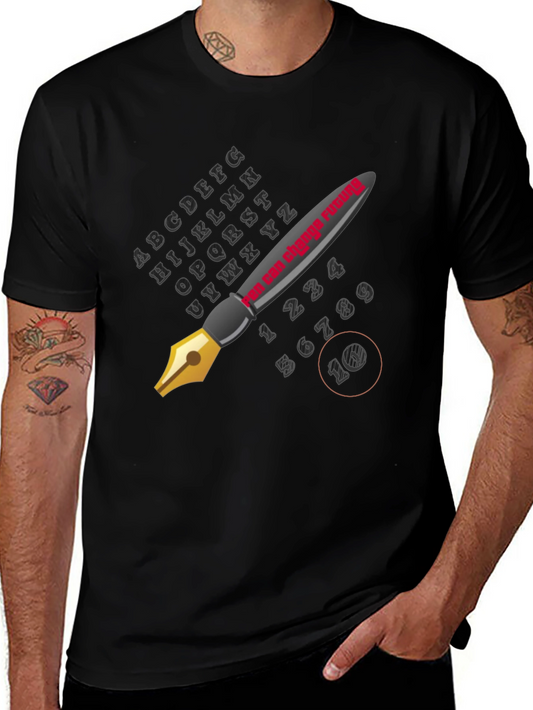 Stylish Black Graphic Tee - The Pen is Mightier