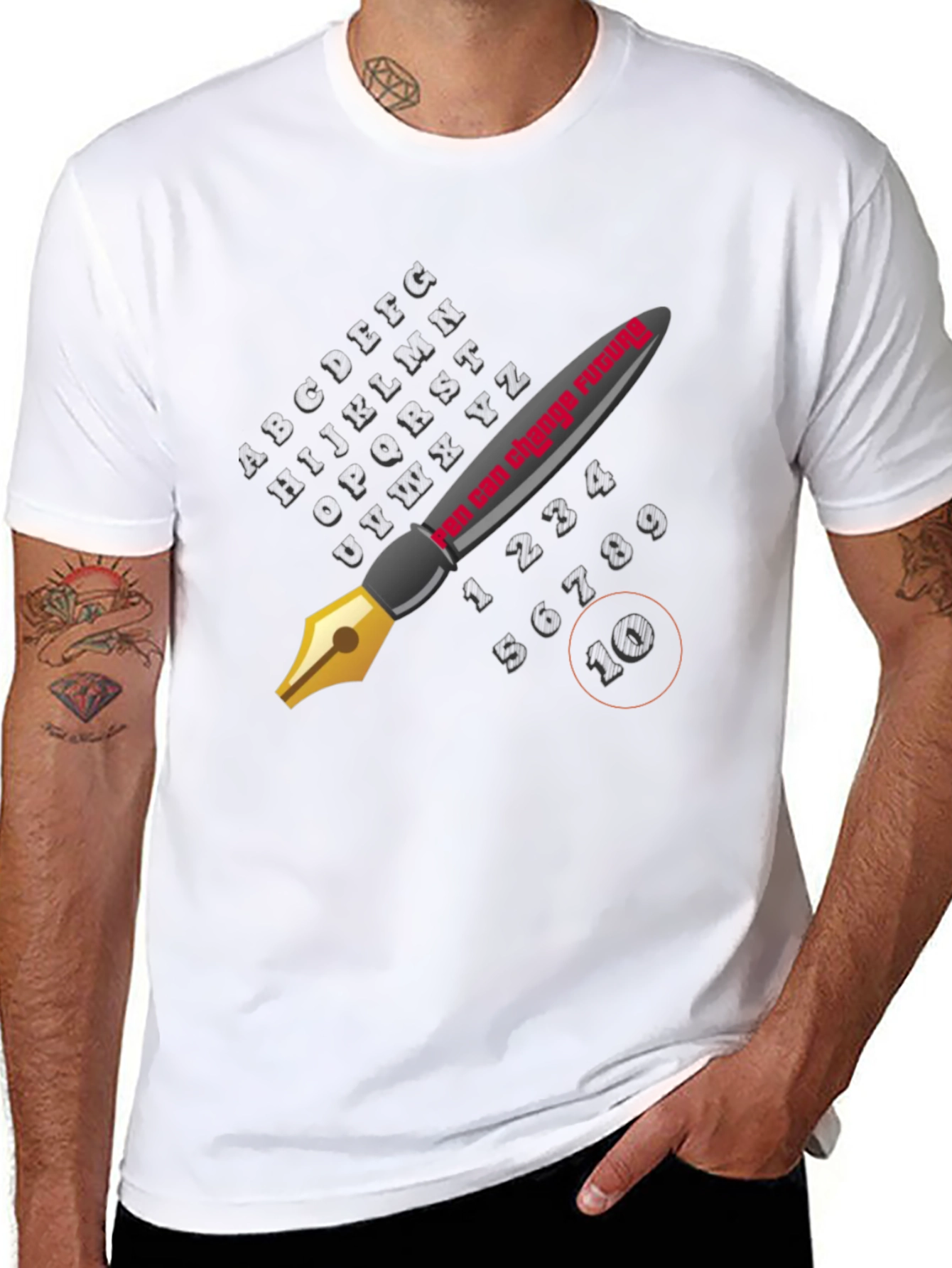 Stylish Black Graphic Tee - The Pen is Mightier