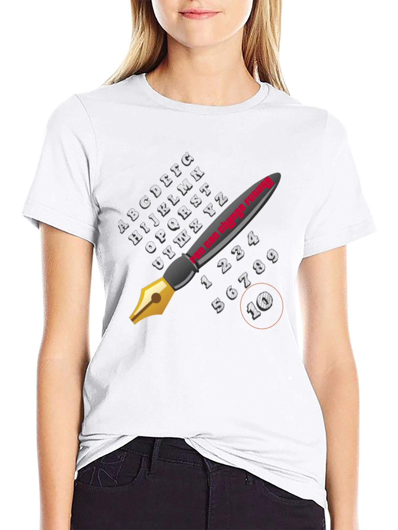 Stylish Black Graphic Tee - The Pen is Mightier