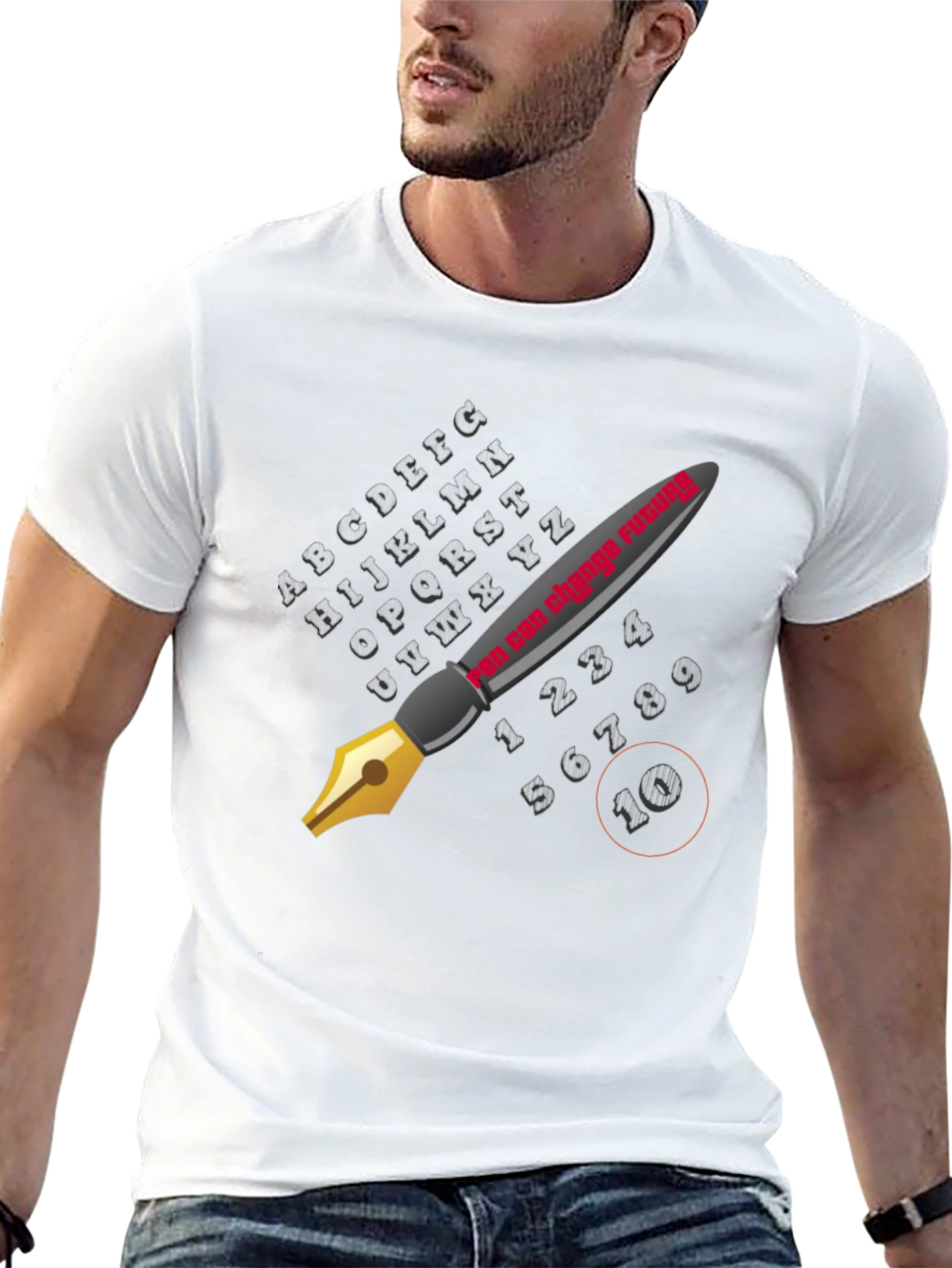 Stylish Black Graphic Tee - The Pen is Mightier