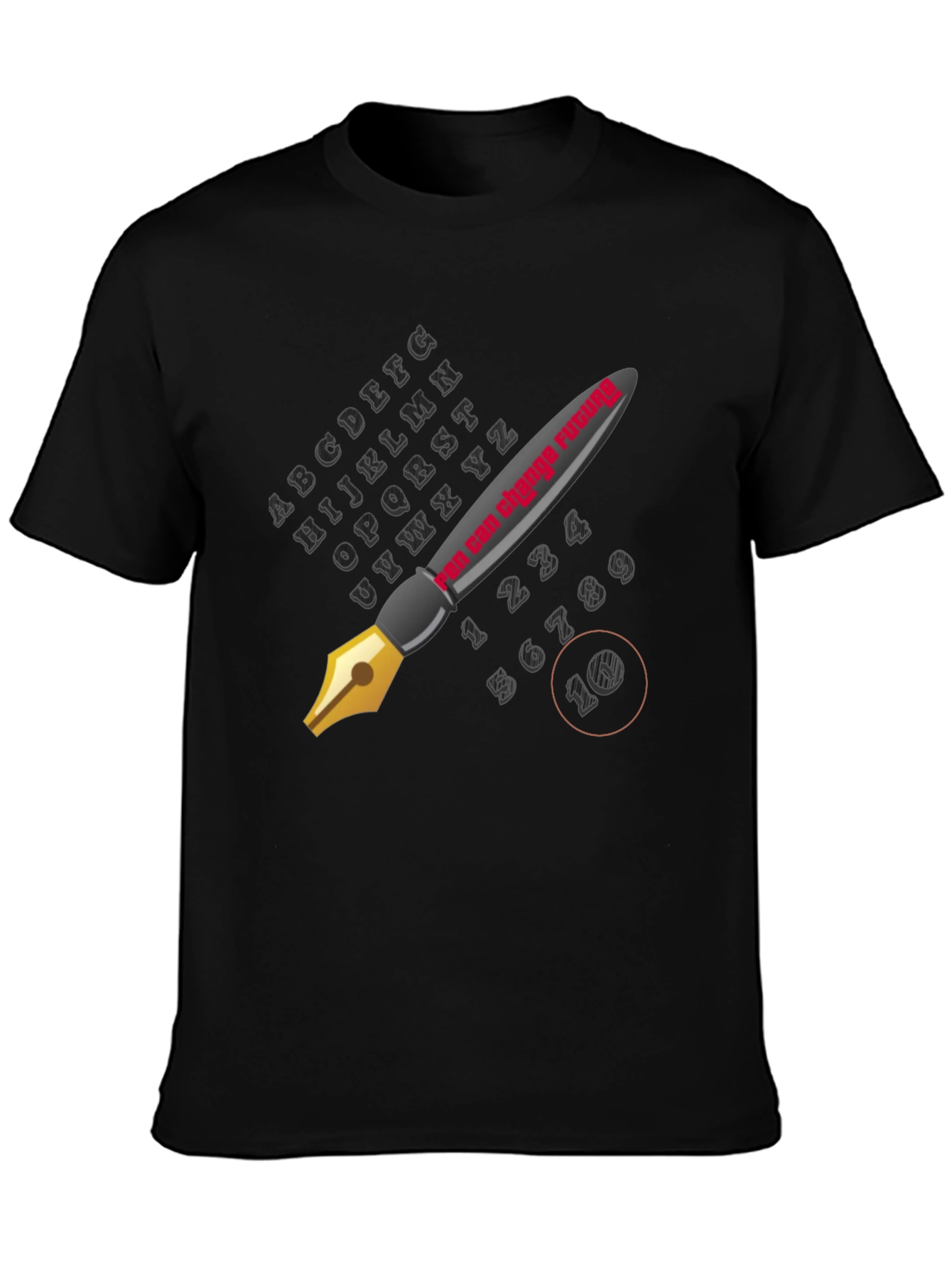 Stylish Black Graphic Tee - The Pen is Mightier